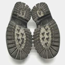 Pre Owned Gucci Black Leather Interlocking G Lug Sole Slip On Loafers Size 40