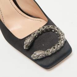 Gucci Black Satin Dionysus Crystals Pumps Size 38.5
