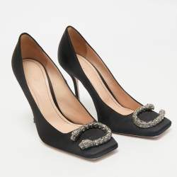 Gucci Black Satin Dionysus Crystals Pumps Size 38.5