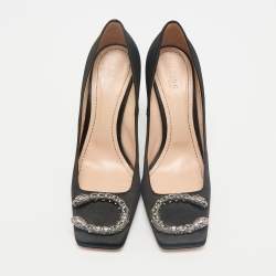 Gucci Black Satin Dionysus Crystals Pumps Size 38.5