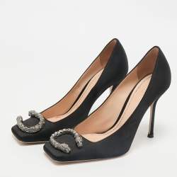 Gucci Black Satin Dionysus Crystals Pumps Size 38.5