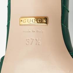 Gucci Green Matelassé Leather GG Marmont Slide Sandals Size 37.5