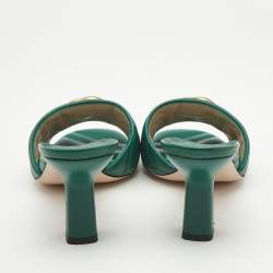 Gucci Green Matelassé Leather GG Marmont Slide Sandals Size 37.5
