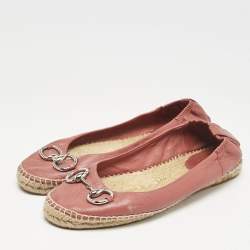 Gucci Red Leather Espadrille Flats Size 38