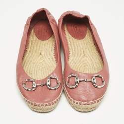 Gucci Red Leather Espadrille Flats Size 38