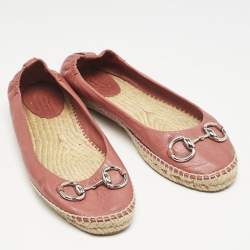 Gucci Red Leather Espadrille Flats Size 38
