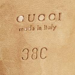 Gucci Metallic Gold Leather Embellished Ankle Strap Sandals Size 38