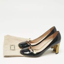 Gucci Black Patent Leather Vernice Pearl Arielle Mary Jane Pumps Size 39