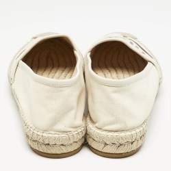 Gucci Canvas Canvas And Leather Trim Logo Print Espadrilles Size 39