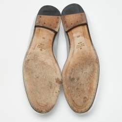 Gucci Silver Leather Jordaan Horsebit Slip On Loafers Size 39