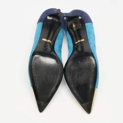 Gucci Tricolor Suede and Leather Pointed Cap Toe Pumps Size 37