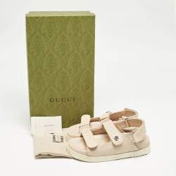 Gucci Pink Perforated Leather Mini Double G Flat Sandals Size 37