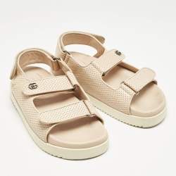 Gucci Pink Perforated Leather Mini Double G Flat Sandals Size 37