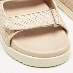 Gucci Pink Perforated Leather Mini Double G Flat Sandals Size 37