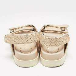 Gucci Pink Perforated Leather Mini Double G Flat Sandals Size 37