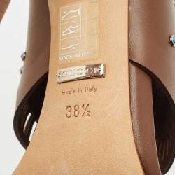 Gucci Brown Leather Lika Embellished Booties Size 38.5