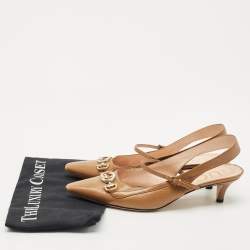 Gucci Brown Leather Interlocking G Horsebit Zumi Slingback Pumps Size 39
