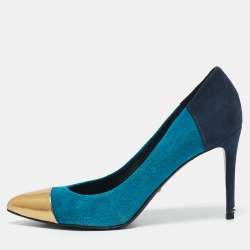 Gucci Tricolor Suede and Leather Pointed Cap Toe Pumps Size 40