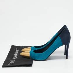 Gucci Tricolor Suede and Leather Pointed Cap Toe Pumps Size 40
