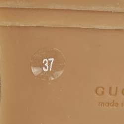 Pre Owned Gucci Beige Jumbo GG Canvas Platform Slides Size 37