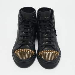 Gucci Black Leather California Studded High Top Sneakers Size 39