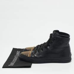 Gucci Black Leather California Studded High Top Sneakers Size 39