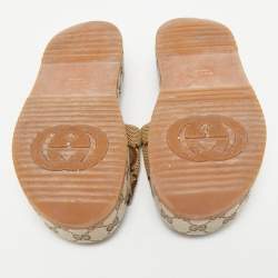 Gucci Beige Jumbo GG Canvas Platform Slides Size 36