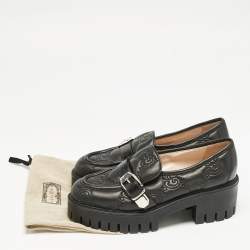 Gucci Black Leather GG Slip On  Loafers Size 40