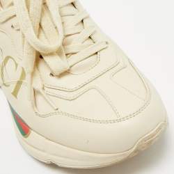 Gucci Cream Leather Vintage Logo Rhyton Sneakers Size 38