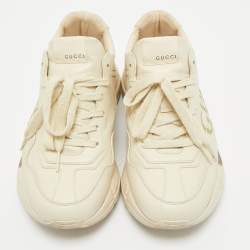 Gucci Cream Leather Vintage Logo Rhyton Sneakers Size 38