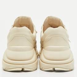 Gucci Cream Leather Vintage Logo Rhyton Sneakers Size 38