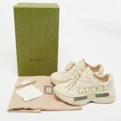 Gucci Cream Leather Vintage Logo Rhyton Sneakers Size 38