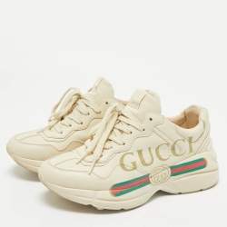 Gucci Cream Leather Vintage Logo Rhyton Sneakers Size 38