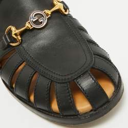 Gucci Black Cut Out Leather Talete Horsebit Slip On Loafers Size 39.5