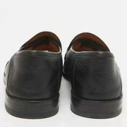 Gucci Black Cut Out Leather Talete Horsebit Slip On Loafers Size 39.5