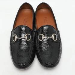 Gucci Black Patent Leather Horsebit Loafers Size 35.5