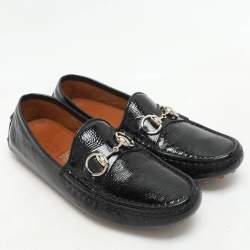 Gucci Black Patent Leather Horsebit Loafers Size 35.5