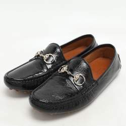 Gucci Black Patent Leather Horsebit Loafers Size 35.5