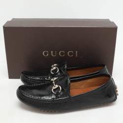 Gucci Black Patent Leather Horsebit Loafers Size 35.5