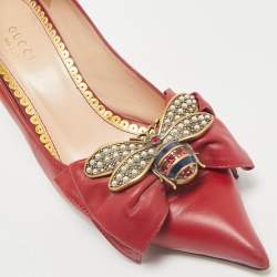 Gucci Red Leather Queen Margaret Pumps Size 36.5