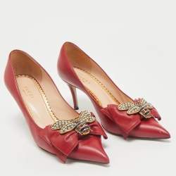 Gucci Red Leather Queen Margaret Pumps Size 36.5