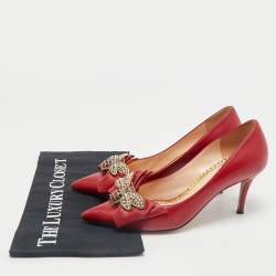 Gucci Red Leather Queen Margaret Pumps Size 36.5