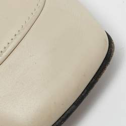 Gucci Off White Leather Interlocking G Horsebit Slip On Loafers Size 36.5