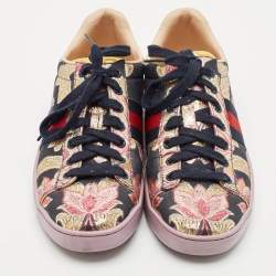 Gucci Multicolor Canvas and Leather  GG Floral  Ace Low Top Sneakers Size 39.5