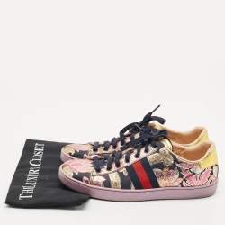 Gucci Multicolor Canvas and Leather  GG Floral  Ace Low Top Sneakers Size 39.5