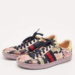 Gucci Multicolor Canvas and Leather  GG Floral  Ace Low Top Sneakers Size 39.5