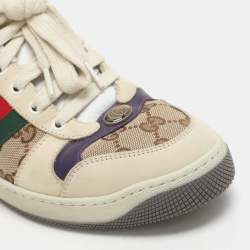 Gucci  Multicolor Nubuck Leather and Canvas Screener Sneakers Size 38.5