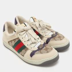 Gucci  Multicolor Nubuck Leather and Canvas Screener Sneakers Size 38.5