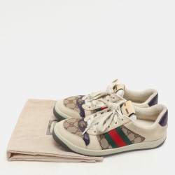 Gucci  Multicolor Nubuck Leather and Canvas Screener Sneakers Size 38.5