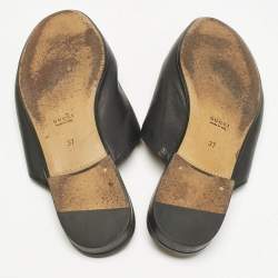 Gucci Black Leather Princetown Flat Mules Size 37